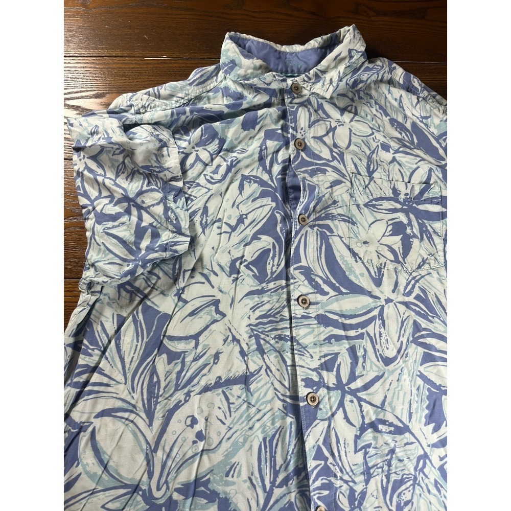 Tommy Bahama Men's Blue Hawaiian Floral AOP Woven Button-Up SS Size XL Original